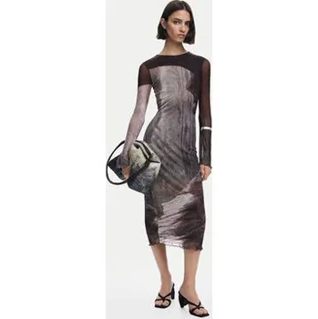 Dámské šaty Desigual Každodenní šaty Abyss Lacroix 25WWVK01 Hnědá Slim Fit L