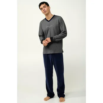 Pánské pyžamo Vamp Pánské sametové pyžamo s manžetami 23702