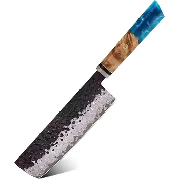 Kuchyňský nůž IZMAEL Damaškový kuchyňský nůž AI 37542 Nakiri/Modrá 17 cm