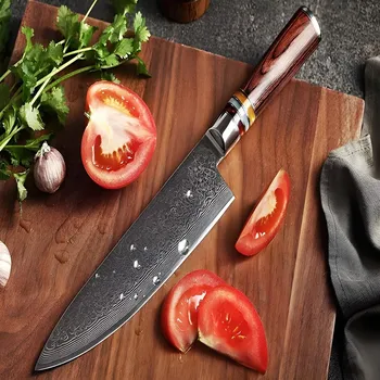 IZMAEL Damaškový kuchyňský nůž KA 14040 Chef/Hnědá 18.5 cm