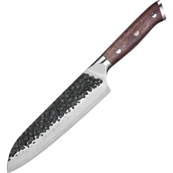 Kuchyňský nůž IZMAEL Damaškový kuchyňský nůž TE 37522 Santoku/Hnědá 18.2 cm