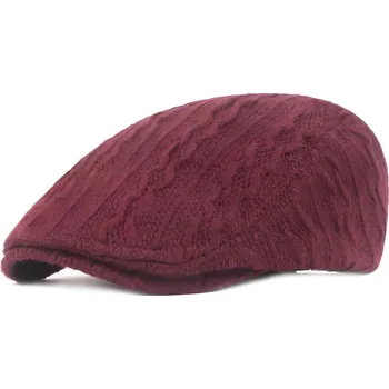 Čepice Pánský pletený baret Bordová