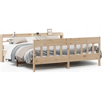 Postel Rám postele Rustikální s poličkami, 180x200 cm, borovice