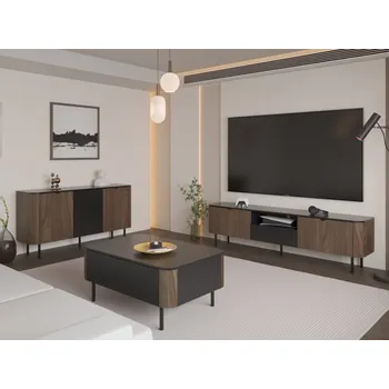 Obývací stěna Sestava do obývacího pokoje Olamapo I, Barva:: ořech / černá MIRJAN 5903211428999