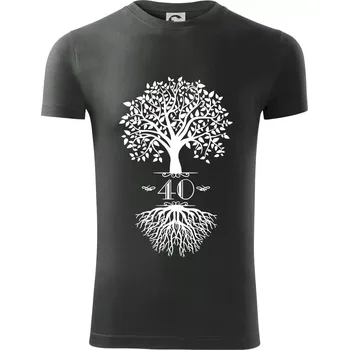 Pánské tričko Narozeninový strom 40 - Viper FIT - Pánské zůžené tričko - S ( Tmavá břidlice (šedá se zeleným nádechem) )
