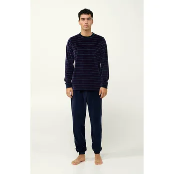 Pánské pyžamo Vamp Pánské sametové pyžamo s manžetami 23701