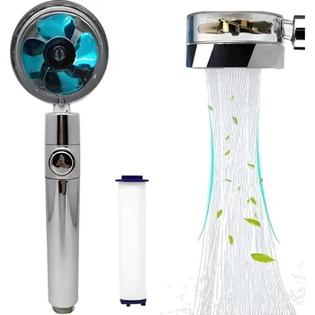 Sprchová hlavice Otočná Sprchová hlavica s turbínovým filtrom-Strieborná/Modrá