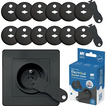 Dětská zábrana Sipo Ochrana zásuvek 12 ks a 2 klíče černá