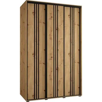 Šatní skříň Šatní skříň s posuvnými dveřmi DAVOS 6, 160cm | DUB Artisan / černé pojezdy