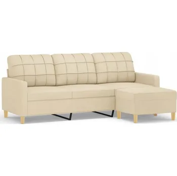 Pohovka Třímístná pohovka s podnožkou, krémová, 198x77x80 cm