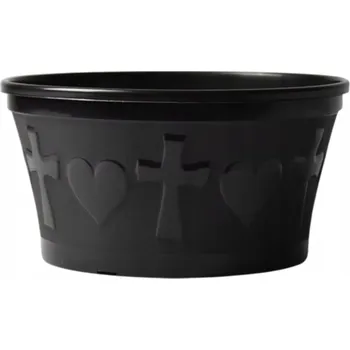 Smuteční dekorace MÍSA NA HROB KOMPOZICE DEKORACE OBAL NA HŘBITOV SRDCE VELKÉ ČERNÉ 25 CM