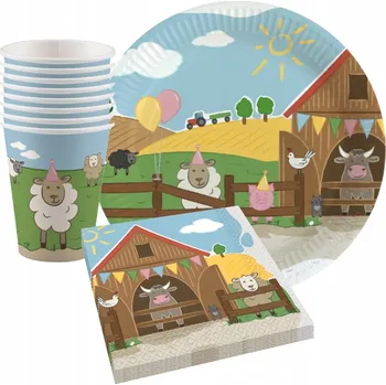 Party nádobí Sada na farmářskou párty: talíře 23 cm, 8 ks hrnky 8 ks ubrousky 16 ks