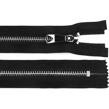 Zip Kovový zip No 5 délka 25 cm s ozdobným jezdcem, barva 1 černá stříbrná