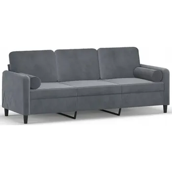 Pohovka Sametová pohovka pro 3 osoby, tmavě šedá, 198x77x80 cm