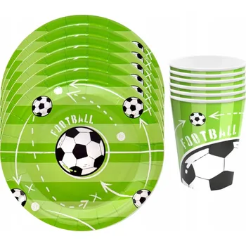 Talíř Sada Fotbal Talířky 18 cm Kelímky 220 ml, pro 6 osob, 12 kusů