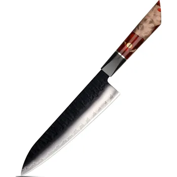 IZMAEL Damaškový kuchyňský nůž AR 37338 Gyuto/Červená 22.6 cm