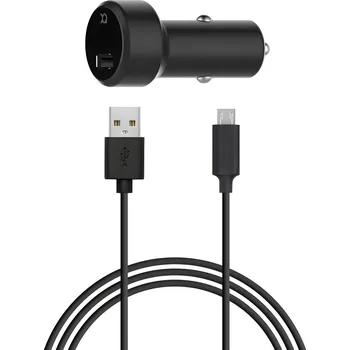 XQISIT Autonabíječka 2.4A s 1x USB A portem a USB Micro kabelem Černá