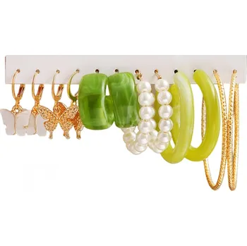 Náušnice IZMAEL Sada Náušníc MA 27516 Zlatá/Zelená KP27516