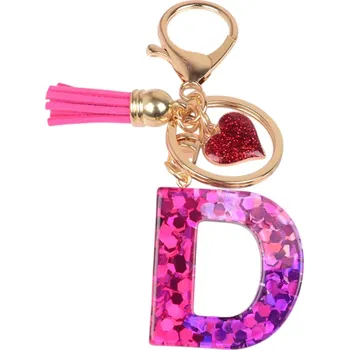 Klíčenka Abeceda D/Růžová/Srdce
