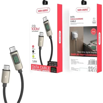 Datový kabel Rychlonabíjecí Type C na Type C datový kabel 1.5 m 60W Černá