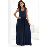 Tmavě modré dlouhé šaty bez rukávů VIVIANA 215-6 Velikost: S