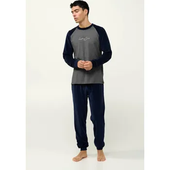 Pánské pyžamo Vamp Pánské sametové pyžamo s manžetami 23703