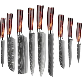 Kuchyňský nůž Sada kuchyňských nožů BL 18609 9ks Hnědá