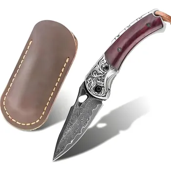 Kuchyňský nůž IZMAEL Damaškový skládací nůž HARAHU HI 29033 Hnědá 6.8 cm