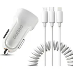 Dudao nabíječka do auta 2x USB 2.4A + USB kabel 3v1 Lightning / Type C / micro USB kabel (R7) Bílá