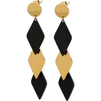 Náušnice IZMAEL Náušnice BI 15265 Zlatá/Černá KP15265