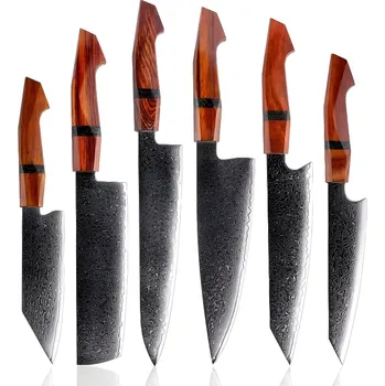 Sada damaškových kuchyňských nožů KI 35078 6ks Hnědá