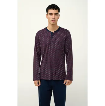 Pánské pyžamo Vamp Pánské bavlněné pyžamo s knoflíkovou légou 23610