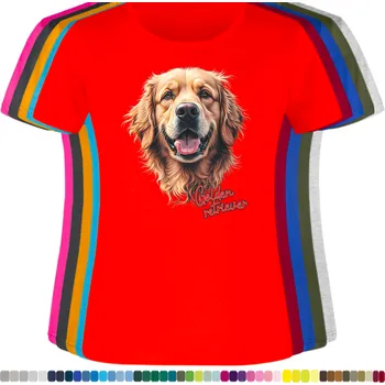 Dámské tričko damske-levne-bavlnene-tricko-digitalni-potisk-zlaty-retrivr Barva: Red - červená, velikost: 3XL