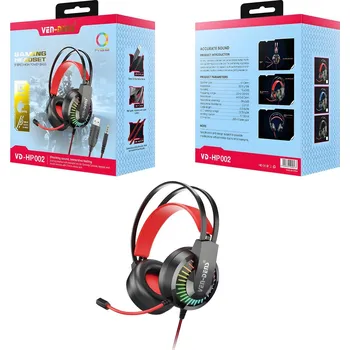 Sluchátka Ven Dens Sluchátka + mikrofon Herní Headset Černá/Červená