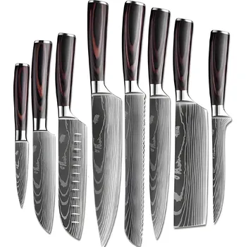 Kuchyňský nůž Sada kuchyňských nožů BL 29418 8ks Černá Hnědá Typ2