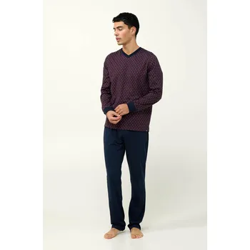 Pánské pyžamo Vamp Pánské bavlněné pyžamo s výstřihem do V 23611