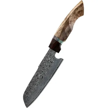 IZMAEL Damaškový kuchyňský nůž YU 37464 Santoku/Hnědá 12.3 cm