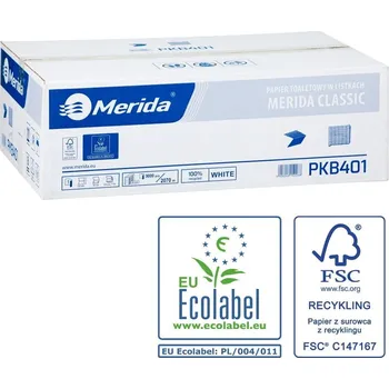 Toaletní papír Toaletní papír skládaný MERIDA CLASSIC, bílý, jednovrstvý, karton/9000 ks, ECOLABEL