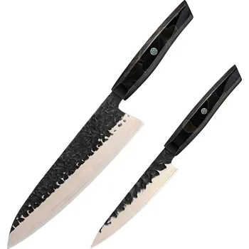 Kuchyňský nůž Sada damaškových kuchyňských nožů ZA 37585 – Černá Hnědá 2ks