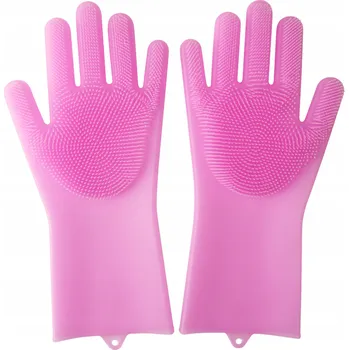 Silikonové rukavice na mytí nádobí s výstupky pro čištění kuchyně