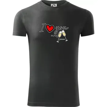 Pánské tričko I love you and prosecco - Viper FIT - Pánské zůžené tričko - 2XL ( Tmavá břidlice (šedá se zeleným nádechem) )