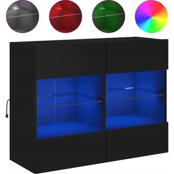 Televizní stolek Závěsná skříňka pod TV s LED RGB osvětlením, černá, 78,5x30x60,5 cm