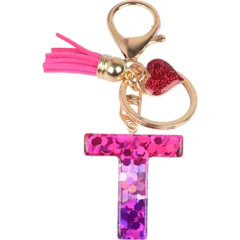 Klíčenka Abeceda T/Růžová/Srdce