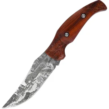 Kuchyňský nůž HARAHU Outdoorový nůž CO 37281 KC3209 Hnědá/Leopard 11 cm