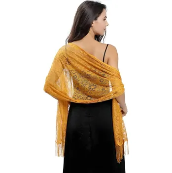 Šála Krajková šála Žlutá