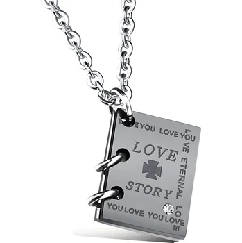 Šperk IZMAEL Náhrdelník Love Story Stříbrná/Černá KP21664