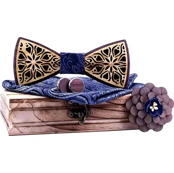 Motýlek IZMAEL Set Motýlek s brožou Modrá/Černá