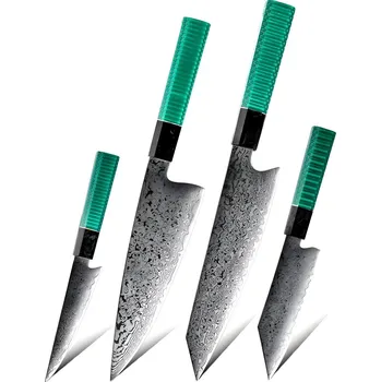 Kuchyňský nůž Sada damaškových kuchyňských nožů RA 35103 Zelená 4ks