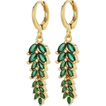 Náušnice IZMAEL Náušnice MI 35492 Zlatá/Zelená KP35492