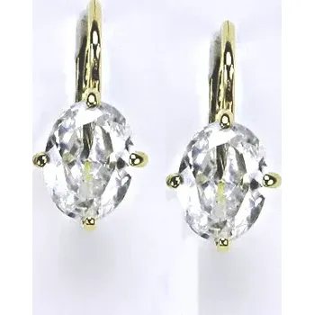 Náušnice Zlaté náušnice čirý zirkon - VE169 žluté zlato (Zlaté náušnice se zirkonem 8x6 mm)